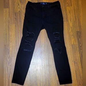 Hollister California Black Ripped Skinny Jeans - Size 9S (W29 L26) Short